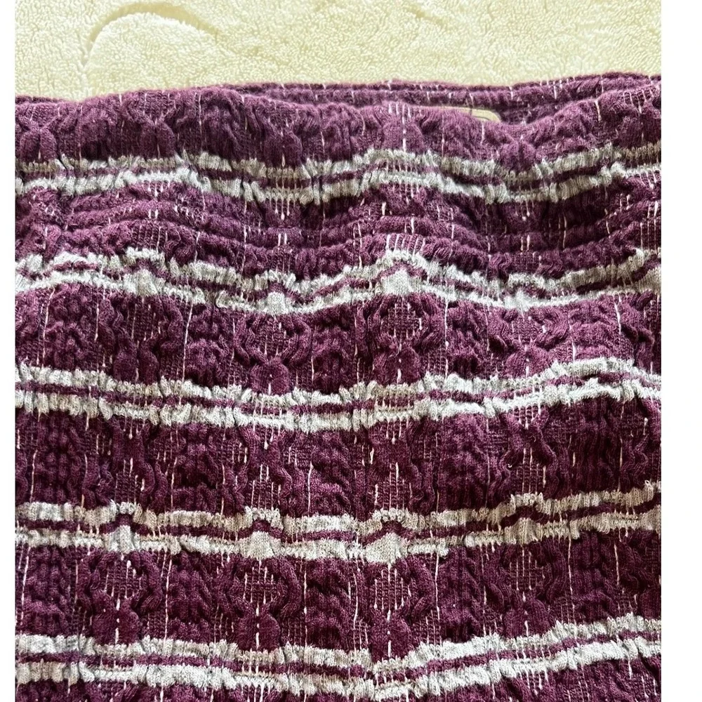 Free People NWT Plum Prune Textured Striped Stretch High Rise Shorts Size 4 - Picture 3 of 9